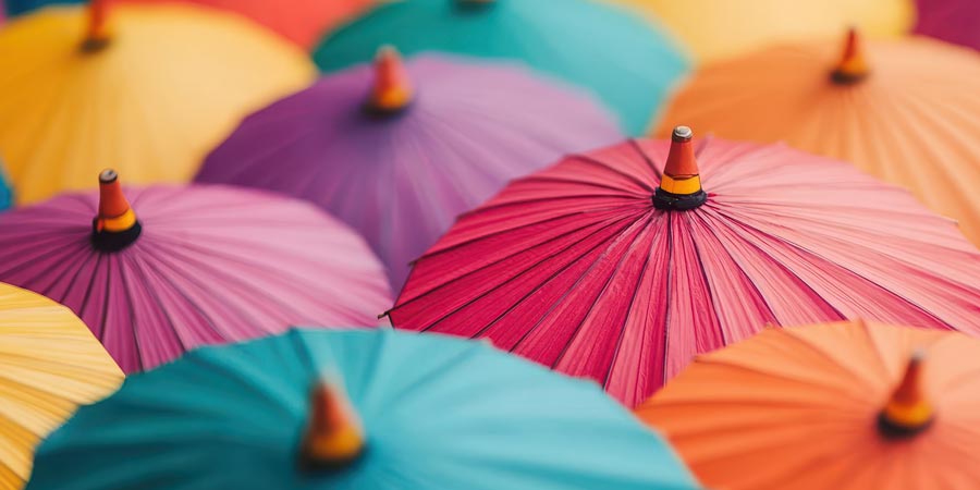 Periimplantitis früh erkennen – Ihr Implantat verdient Schutz und Pflege Regenschirme als Sinnbild für rechtzeitige Abwehr entzündlicher Prozesse